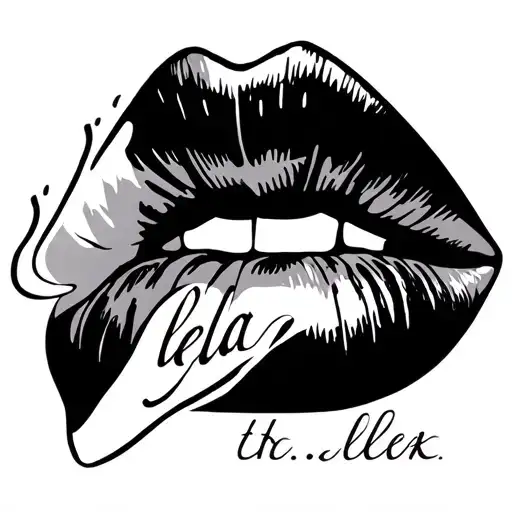 kiss mark tattoo with the name leila tattoo design idea