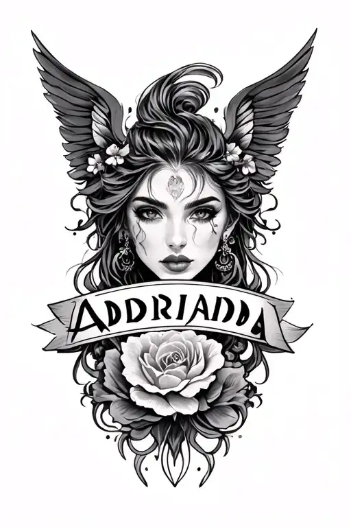 Tattoo With The Name Adriana, Adriada, Adri'ann, Adrion, Deniriyon, Derion, Deriodna tattoo design idea