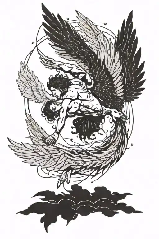 icarus falling tattoo design idea