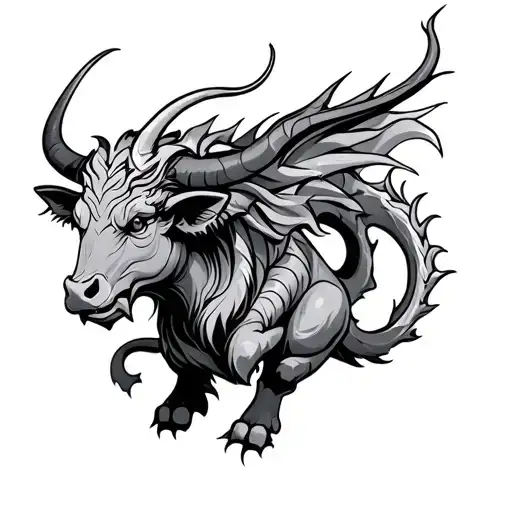taurus bull and dragon tattoo design idea