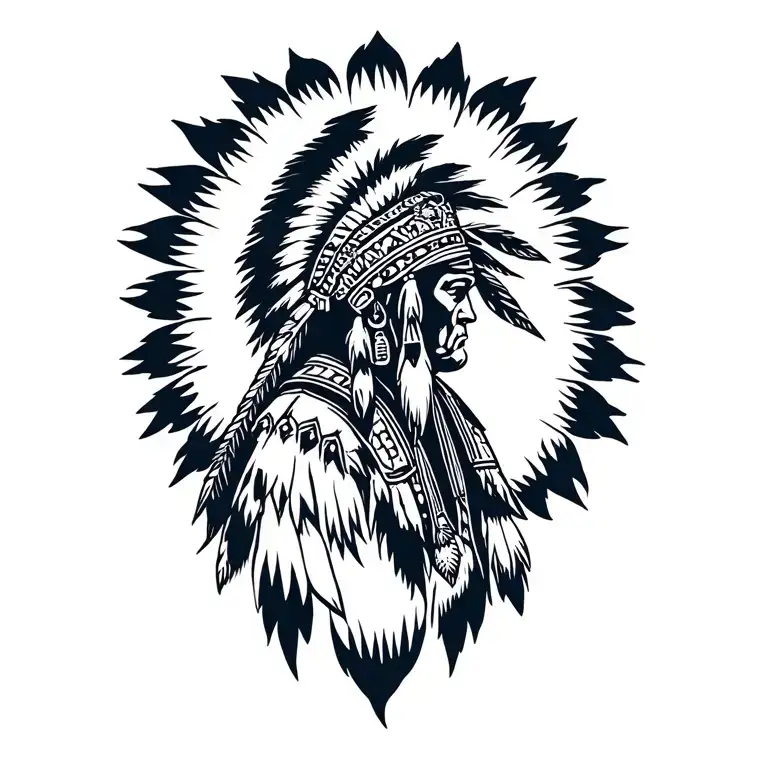 Native American warrior tattoo design idea