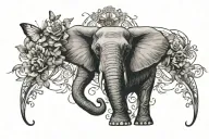 Christian cross and elephant and butterfly tattoo design idea