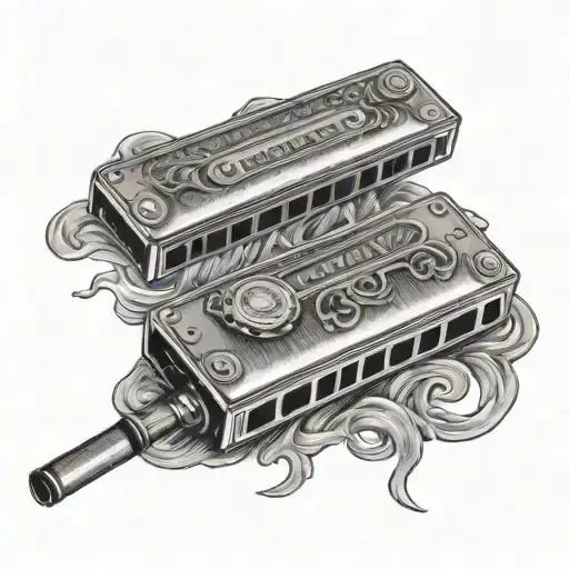 blues harmonica tattoo design idea