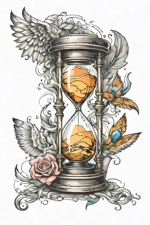 hourglass with wings tattoo design idea