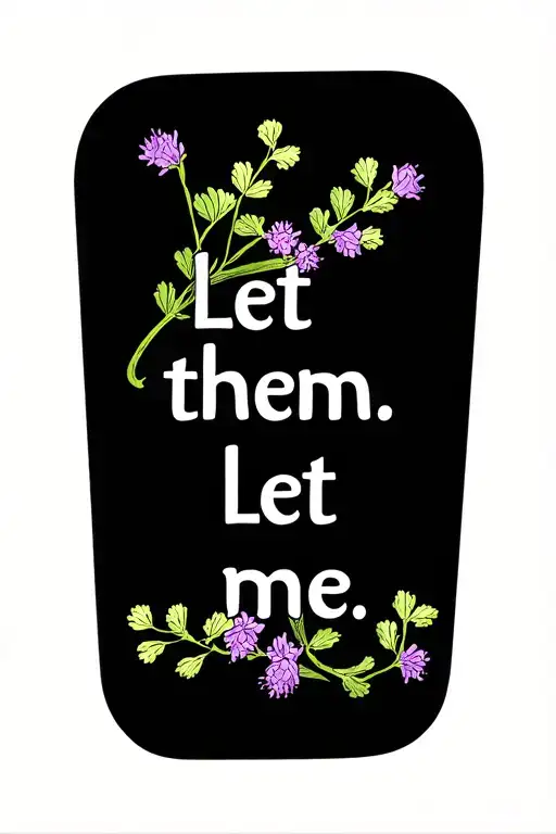 "Let them. Let me. " Entangle words in a sprig of Scottish heather flowers tattoo design idea