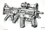AK47 mit Datum 05 09 2021 subtly integrated tattoo design idea