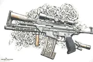 AK47 mit Datum 05 09 2021 subtly integrated tattoo design idea