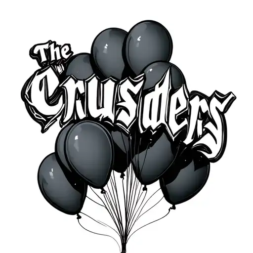The word crusaders with balloons around it tattoo design idea