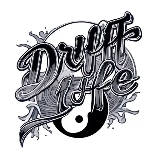 "Drift Life" Engine V8 and ying yang symbol tattoo design idea
