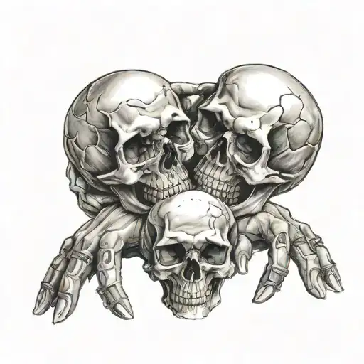 skull hands exchanging wedding rings tattoo design idea