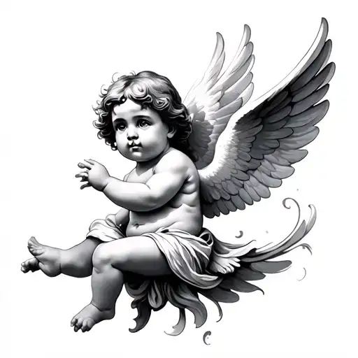 Flying Cherub tattoo design idea