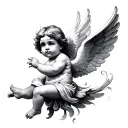 Flying Cherub tattoo design idea