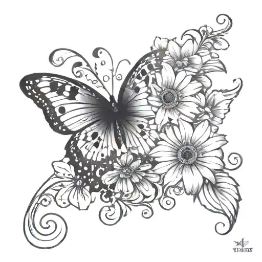 semi colon butterfly / gerbera daisies / Alstroemeria Lilies / music tattoo design idea
