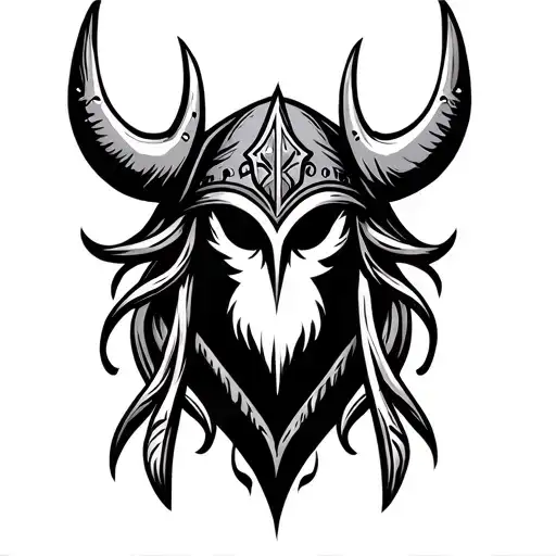 viking and love symbol tattoo design idea