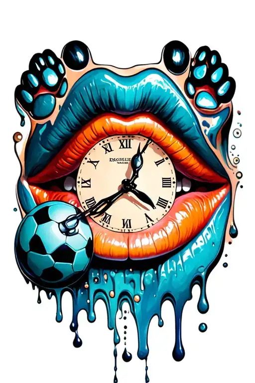 wife's lips, my dogs paws, sports logos, guitars and Dali's melting clocks tattoo design idea