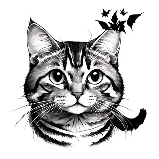 cats, halloween, autumn tattoo design idea