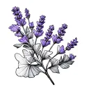 lavender sprigs with gingko leaves at the bottom tattoo design idea