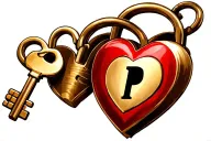 heart shaped lock with key shaped like letter p tattoo design idea