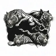 a tiger figthing a wolf tattoo design idea