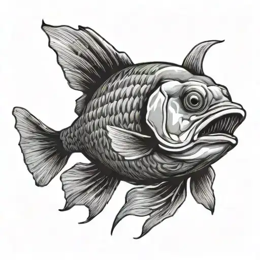 A fish with its mouth closed will not swim. tattoo design idea