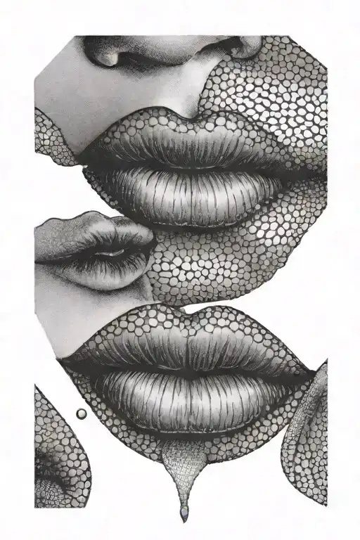 pussy lips kissing tattoo design idea