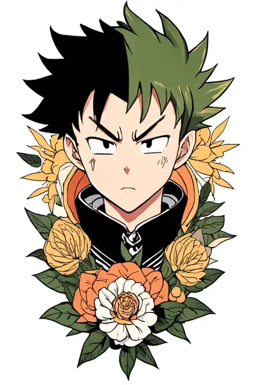 I created a medium tattoo image in black with references to Hunter x Hunter on the outside of the forearm tattoo design idea