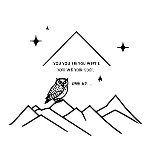 Owl and mountains using geometric shapes with a quote tattoo design idea