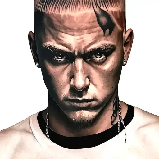 eminem face portrait tattoo design idea