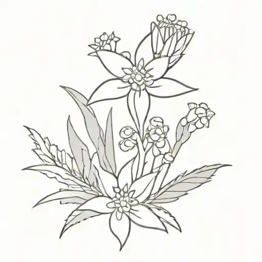edelweiss flower bouquet tattoo design idea