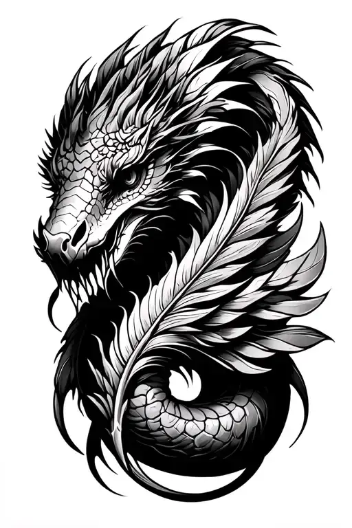 feathered serpent  tattoo design idea
