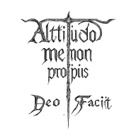 The inscription altitudo me non propius Deo Facit, under it with the second line, GMC/MVP inscription with the font of Gothic tattoo design idea