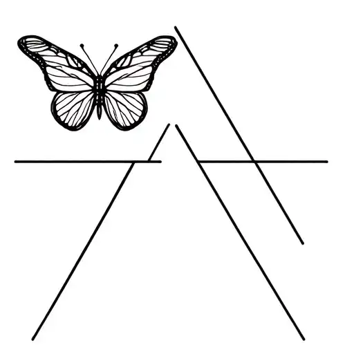 Butterfly and 2 reverse triangles tattoo design idea