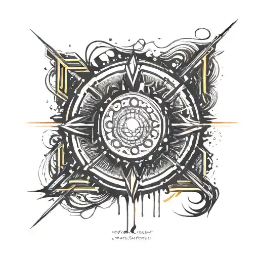 A minimalist design of an aperture blade in motion, with small elements like light rays or fingerprints intertwined. tattoo design idea