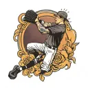 pitcher throwing to catcher on inner elbow of right arm tattoo design idea