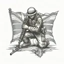 canadian soldier kneeling flag inside tattoo design idea