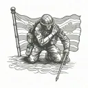 canadian soldier kneeling flag inside tattoo design idea