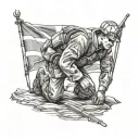 canadian soldier kneeling flag inside tattoo design idea