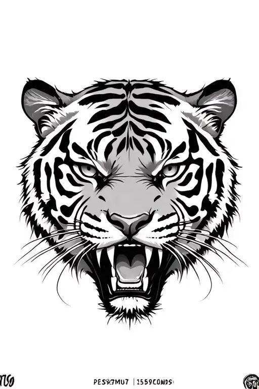 vicious tiger face emerging tattoo design idea
