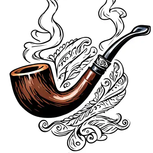 Smoking pipe smoke tattoo design idea