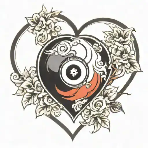 ying-yang eight ball heart tattoo tattoo design idea