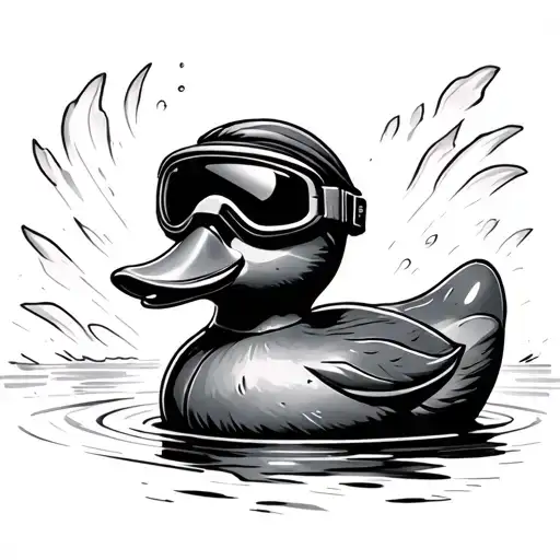 rubber duck with ski goggles tattoo design idea