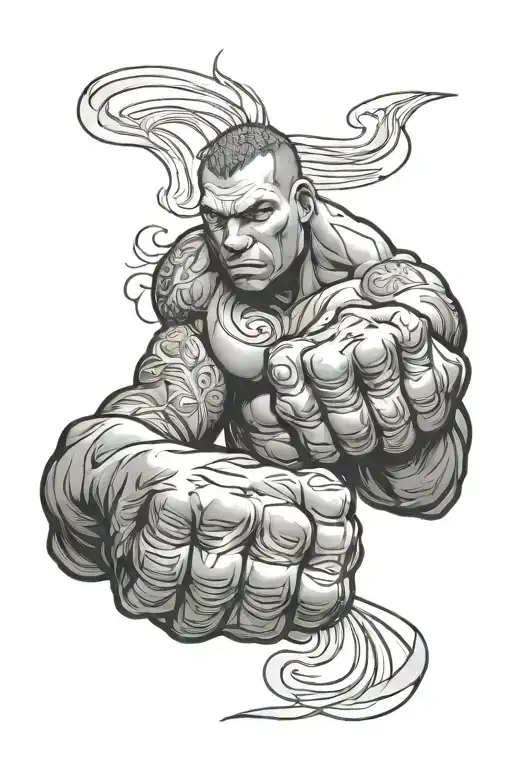 mma fighter fists tattoo design idea