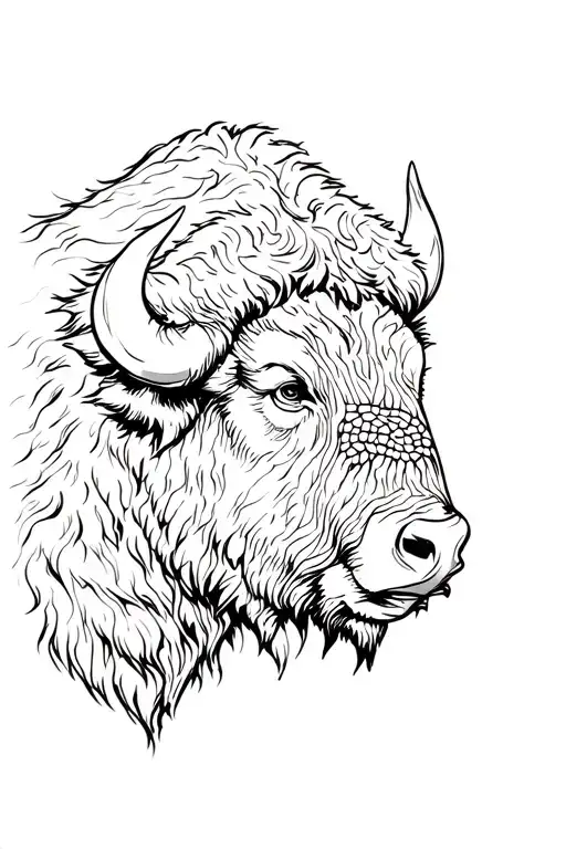 bison head tattoo design idea