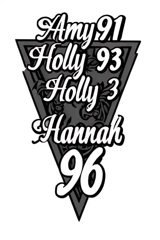 "Amy 91 , Holly 93 , Hannah 96" "Amy 91 , Holly 93 , Hannah 96" triangle tattoo tattoo design idea