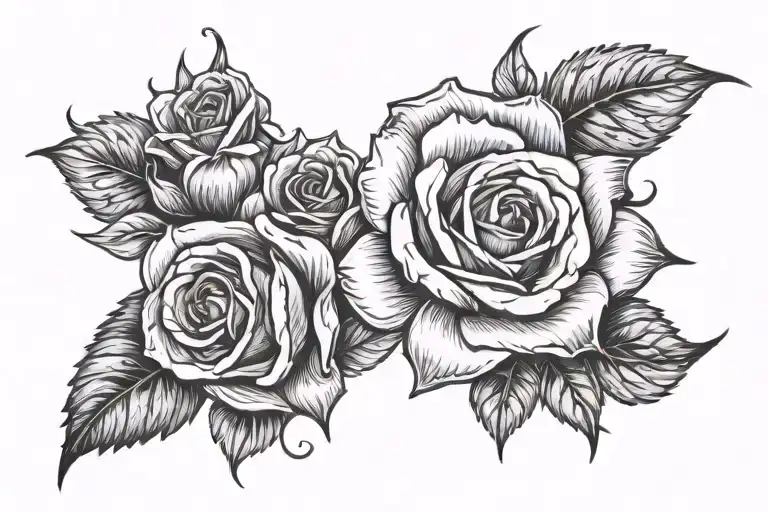 The name Kendric in the middle of a rose tattoo design idea