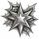 chrome star shiny silver tattoo design idea