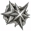 chrome star shiny silver tattoo design idea