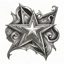 chrome star shiny silver tattoo design idea