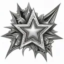 chrome star shiny silver tattoo design idea