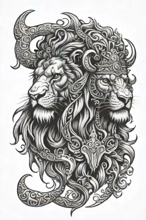 Lion head, viking warrior, Sweden, thai Elephant tattoo design idea